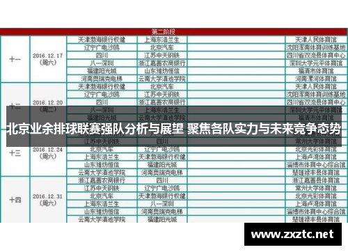 北京业余排球联赛强队分析与展望 聚焦各队实力与未来竞争态势